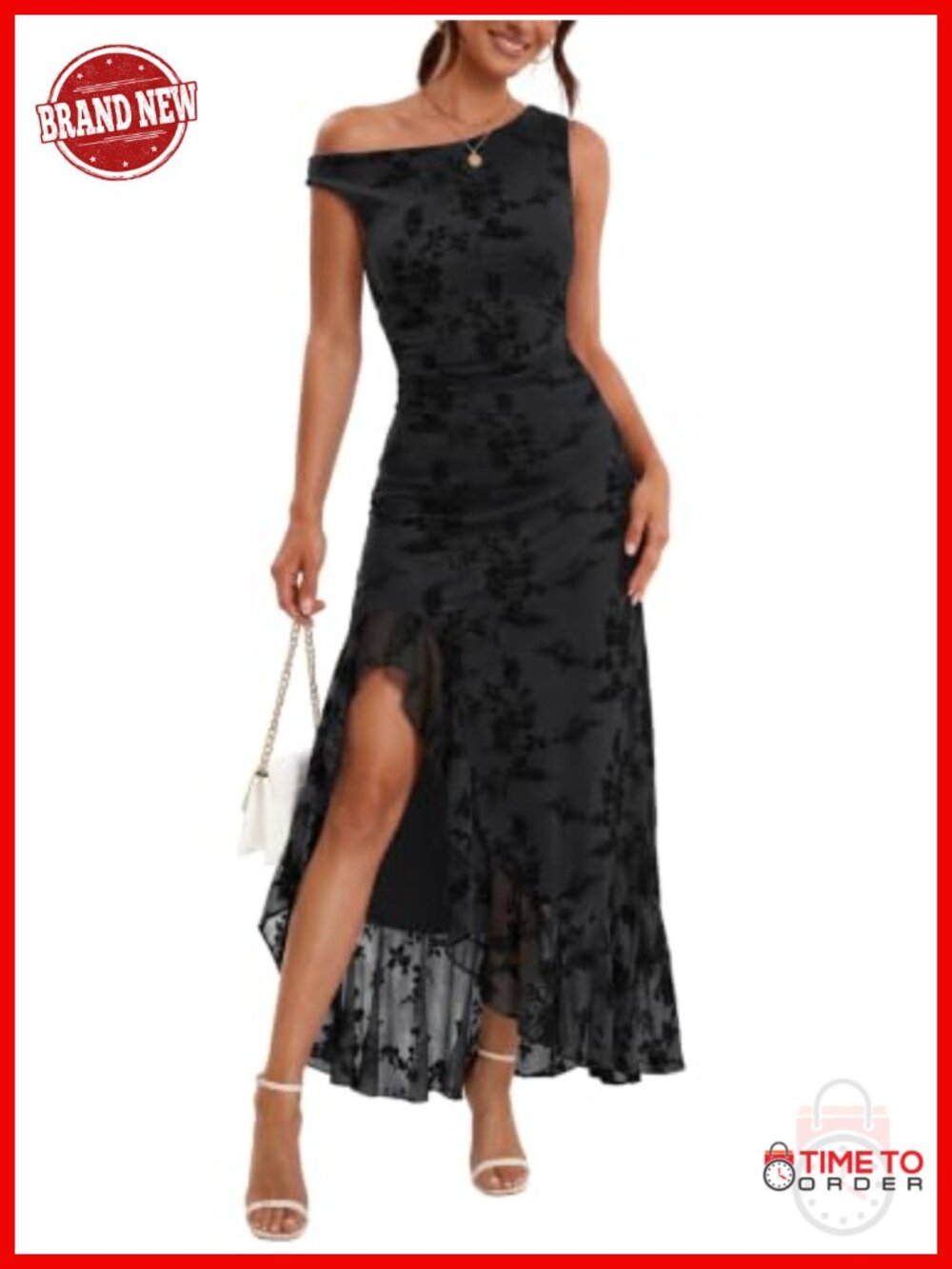 Women's One Shoulder Maxi Dress Polyester Spandex Wedding Guest Cocktail